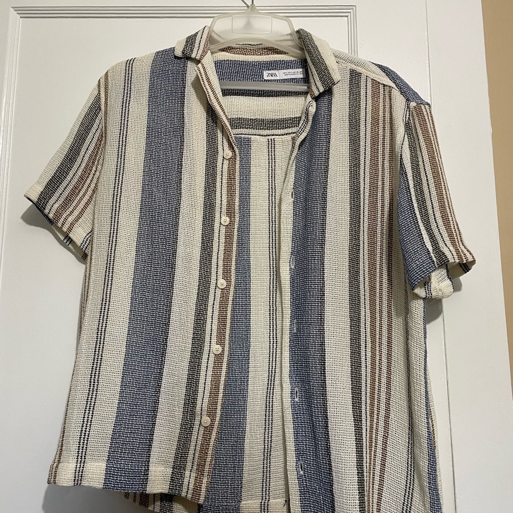 Men's Zara Striped Short Sleeve Shirt